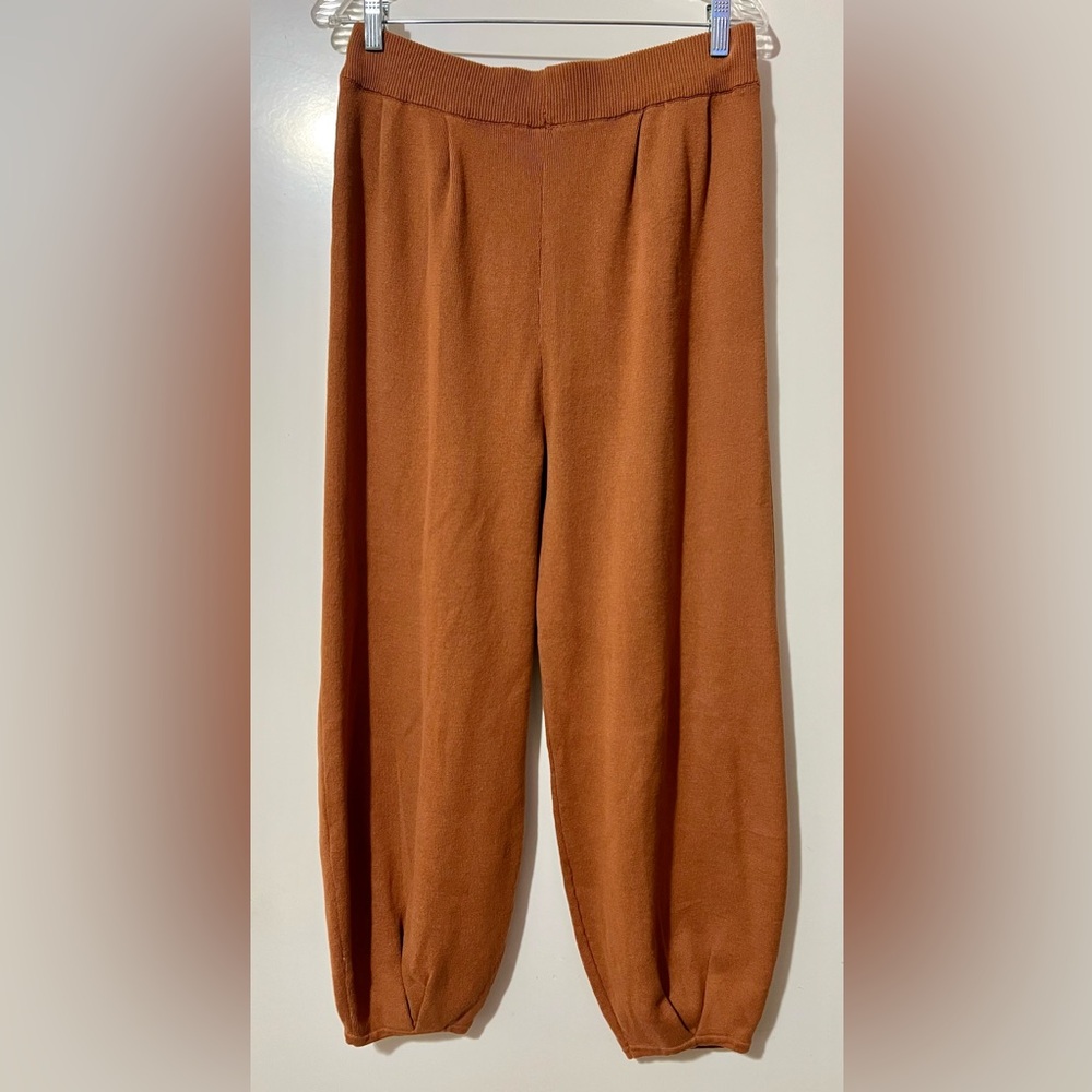 NEW Women's Brown Wide-Leg High Waist Knit Pants - Picture 8 of 8